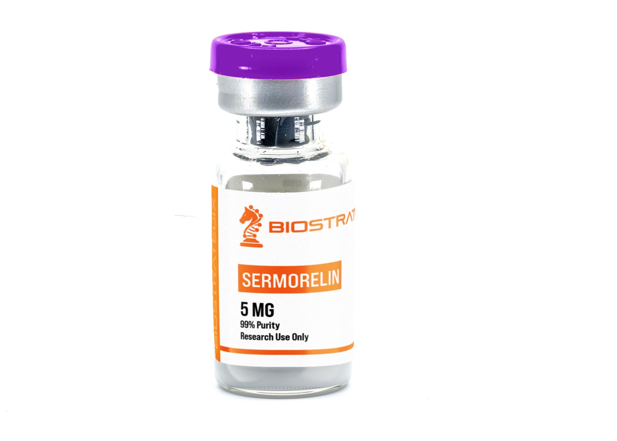 Frasco do composto Sermorelin — uso exclusivo em pesquisa